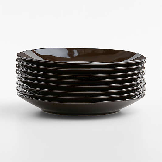 Marin Deep Brown Stoneware Dinner Plates, Set of 8