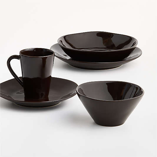 Marin Deep Brown Stoneware Low Bowl