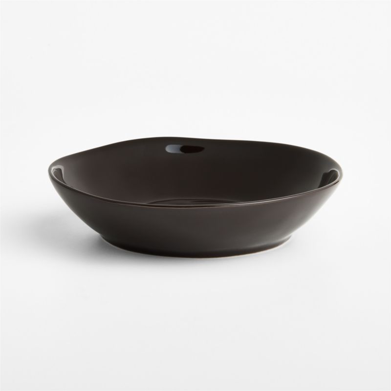 Viewing product image Marin Deep Brown Stoneware Low Bowl - image 1 of 3