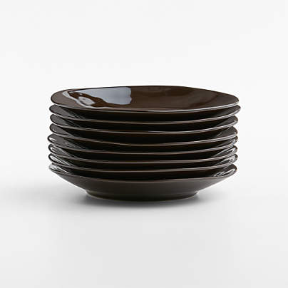 Marin Deep Brown Stoneware Salad Plates, Set of 8