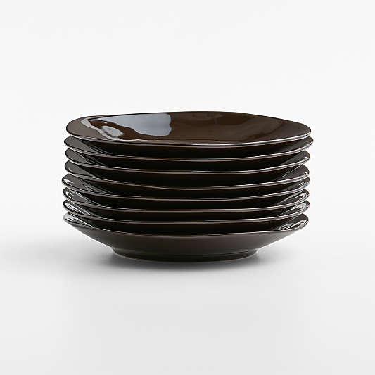 Marin Deep Brown Stoneware Salad Plates, Set of 8