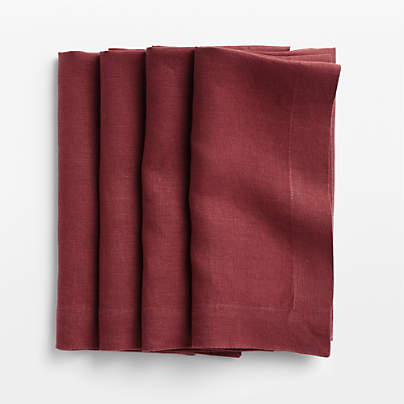 Marin Luminous Red European Linen Napkin, Set of 4