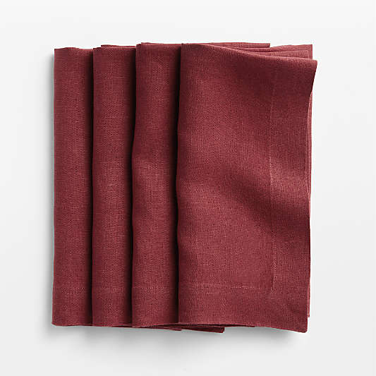 Marin Luminous Red European Linen Napkin, Set of 4
