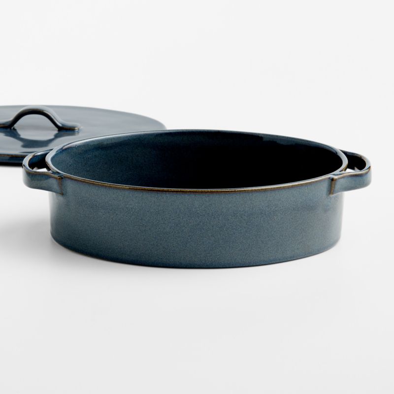 Marin Slate Blue Stoneware 3-Qt. Oval Covered Casserole Baking Dish - image 1 of 4