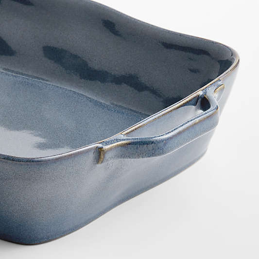 Marin 13.5"x10" Large Slate Blue Stoneware Baking Dish with Handles