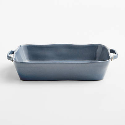 Marin 13.5"x10" Large Slate Blue Stoneware Baking Dish with Handles