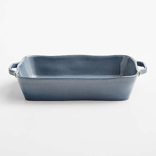 Marin 13.5"x10" Large Slate Blue Stoneware Baking Dish with Handles