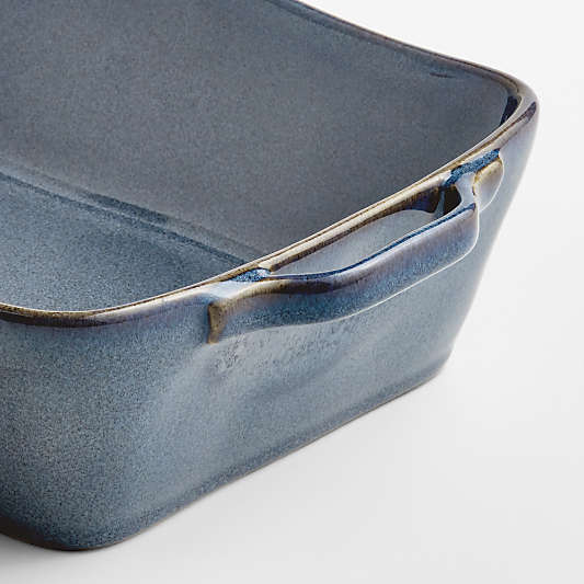 Marin 10"x7" Small Slate Blue Stoneware Baking Dish with Handles