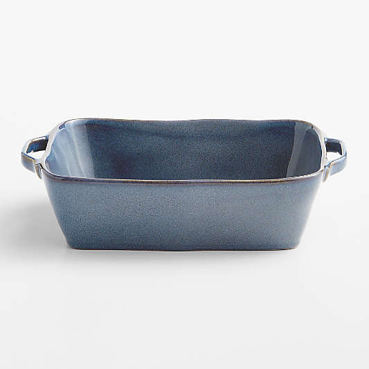 Marin 10"x7" Small Slate Blue Stoneware Baking Dish with Handles