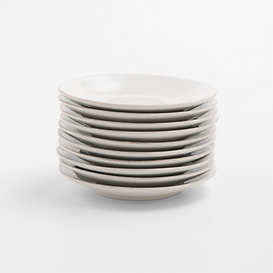 View Marin White Round Stoneware Appetizer Plates, Set of 10 details