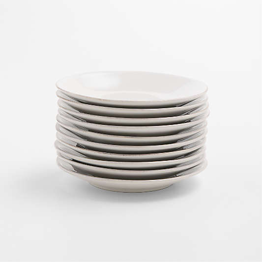 Marin White Round Stoneware Appetizer Plates, Set of 10