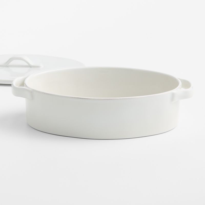 Marin White Stoneware 3-Qt. Oval Covered Casserole Baking Dish - image 1 of 4