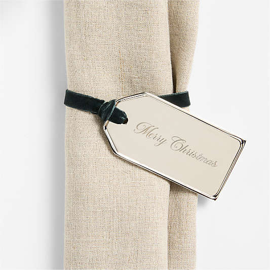 Merry Christmas Chrome Gift Tag Napkin Ring
