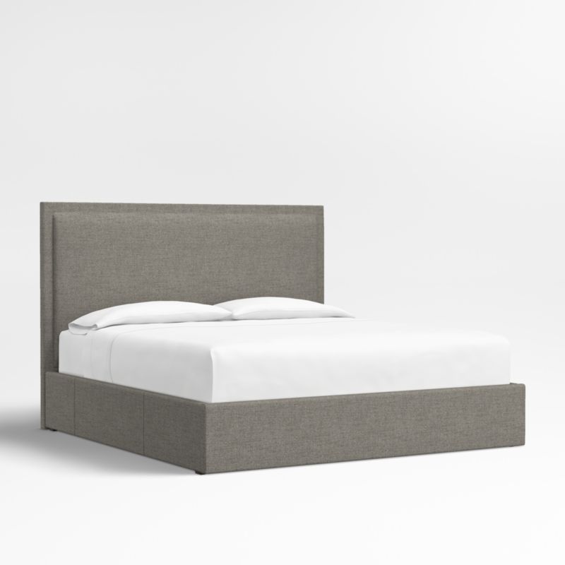 Meraux 56" Dark Grey Upholstered King Headboard with Storage Bed Base - image 0 of 7