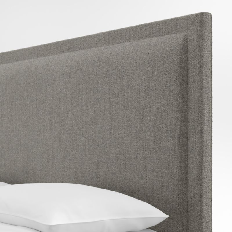 Meraux 56" Dark Grey Upholstered King Headboard with Batten White Oak Storage Bed Base - image 4 of 7