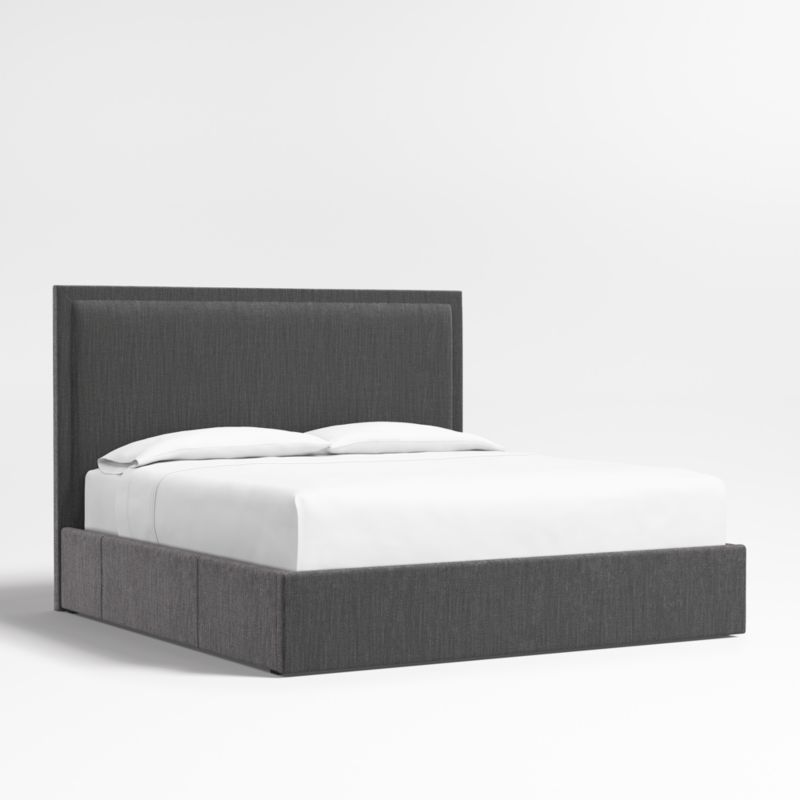 Meraux 56" Charcoal Grey King Upholstered Headboard with Storage Bed Base - image 0 of 7