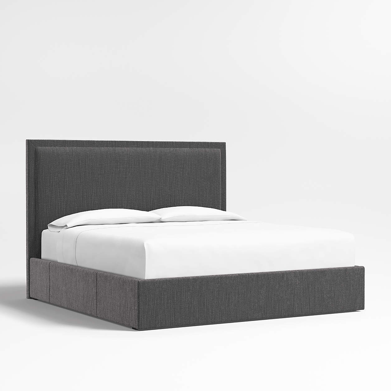 Meraux 56" Charcoal Grey King Upholstered Headboard with Storage Bed Base + Reviews Crate & Barrel