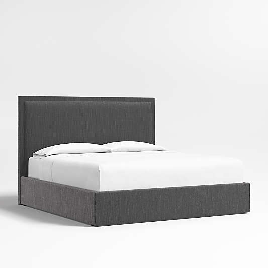 Meraux 56" Charcoal Grey King Upholstered Headboard with Storage Bed Base