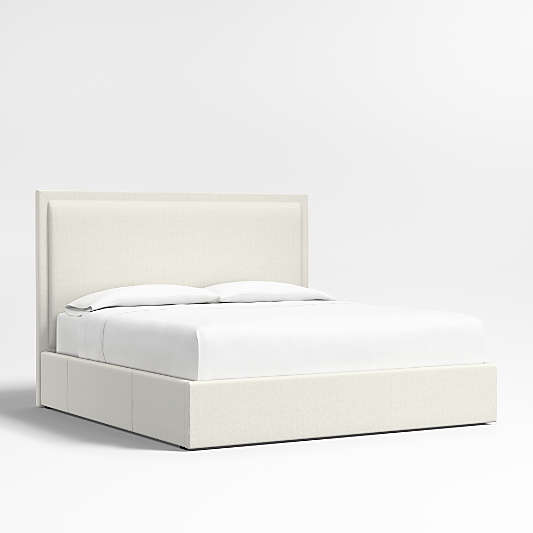 Meraux 56" Ivory King Upholstered Headboard with Storage Bed Base