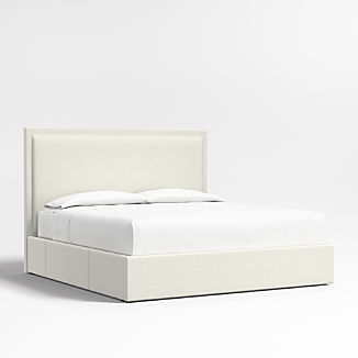 Meraux 56" Ivory Upholstered King Headboard with Storage Bed Base
