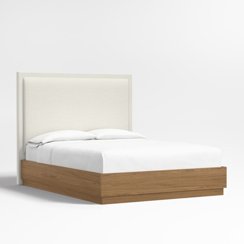 Meraux 56" Queen Upholstered Headboard with Batten Oak Bed Base