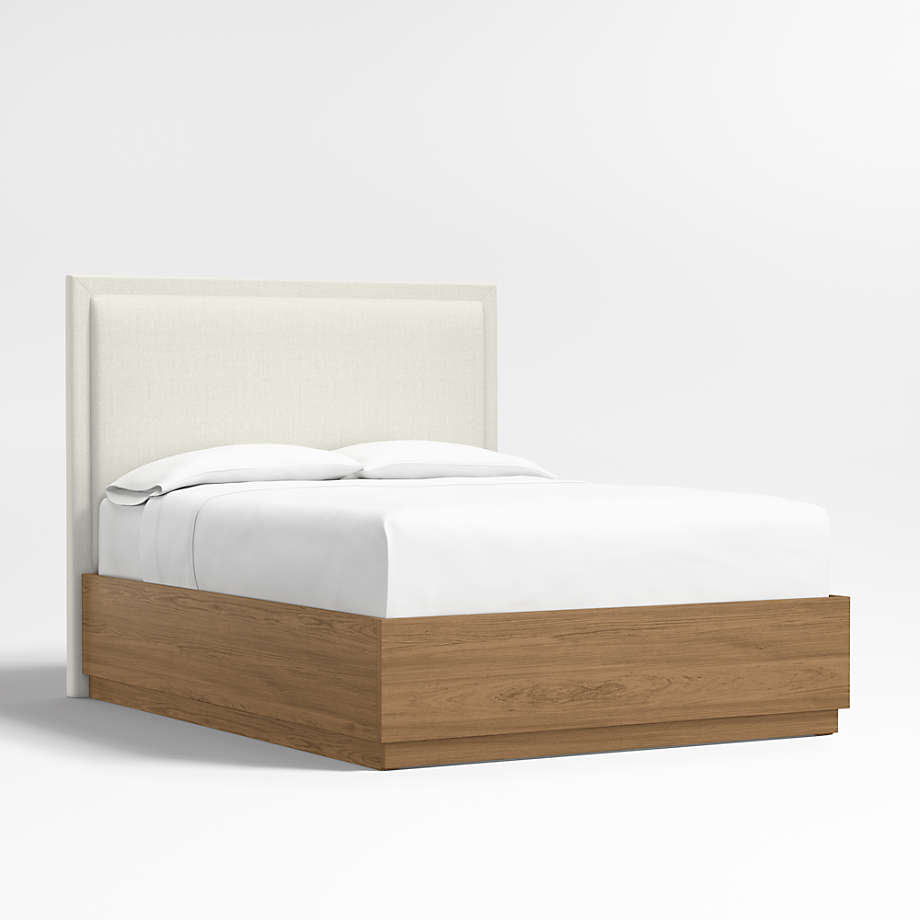 Meraux 56" Weave Ivory Upholstered Queen Headboard with Batten Brown