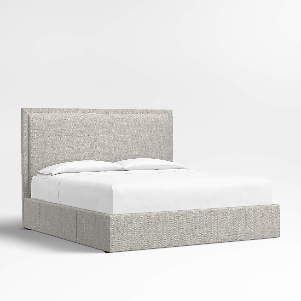 Meraux 56" Weave Mist Grey Upholstered King Headboard with Storage Bed Base Crate & Barrel