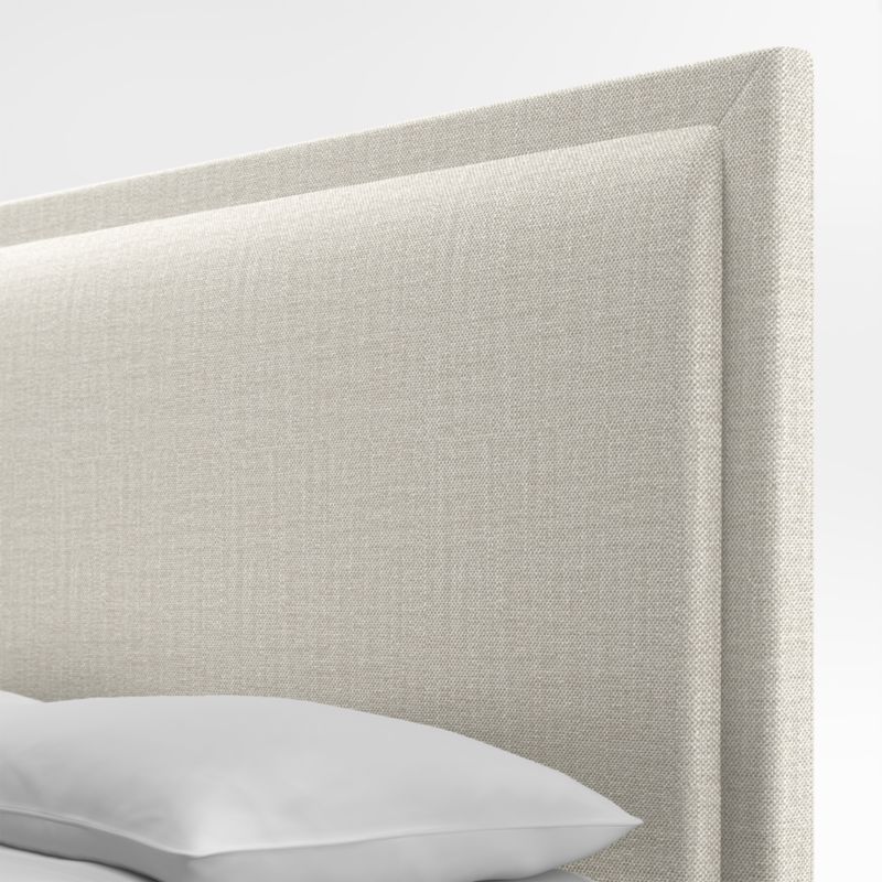 Meraux 56" Natural Beige Upholstered King Headboard with Batten White Oak Bed Base - image 3 of 5