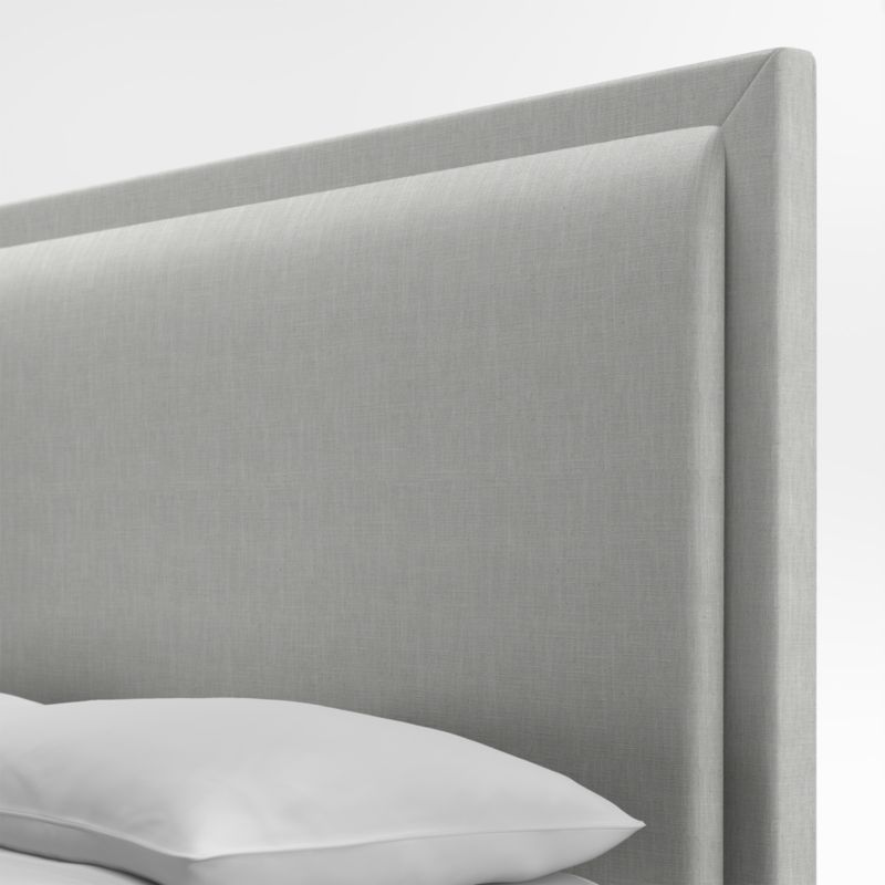 Meraux 56" Oyster Grey Upholstered Queen Headboard with Batten White Oak Storage Bed Base - image 3 of 6