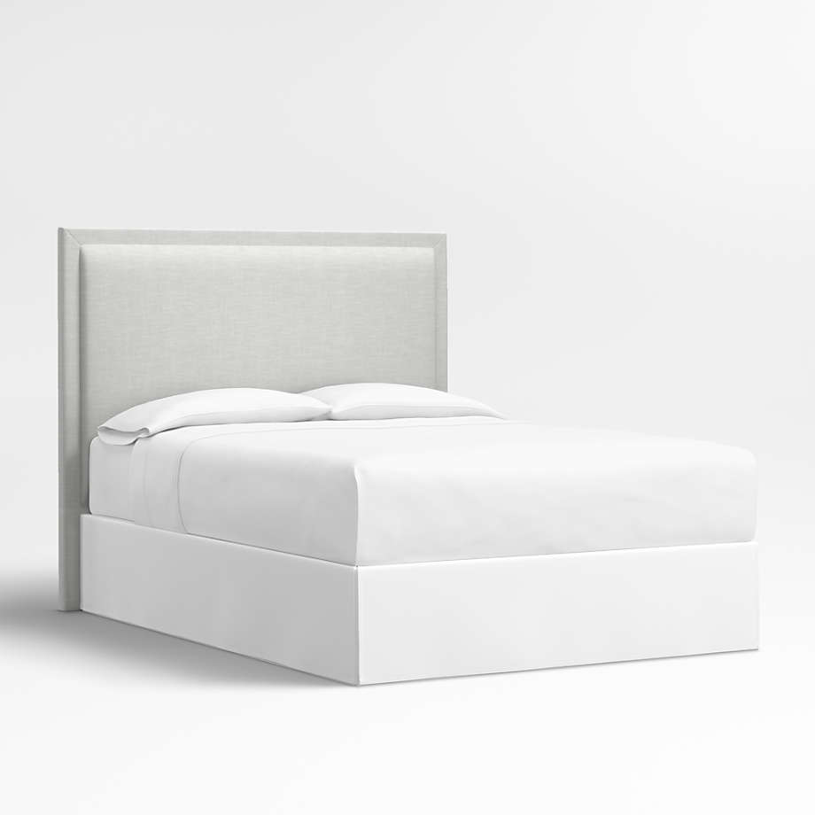 Meraux 56" Weave Linen Oyster Grey Beige Upholstered Queen Headboard