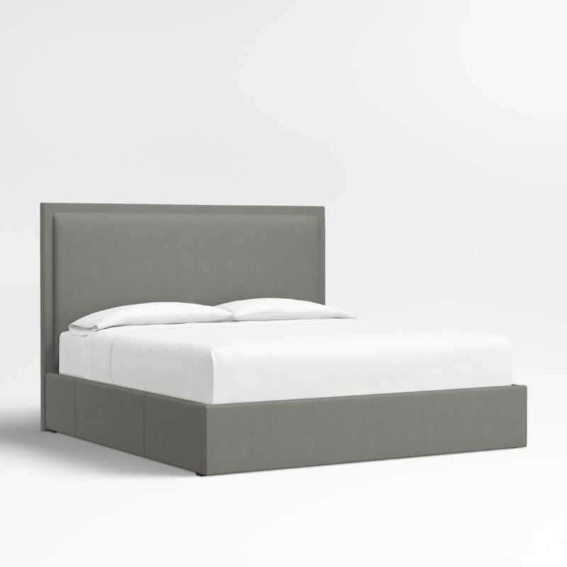 Meraux 56" Graphite Grey Upholstered King Headboard with Storage Bed Base