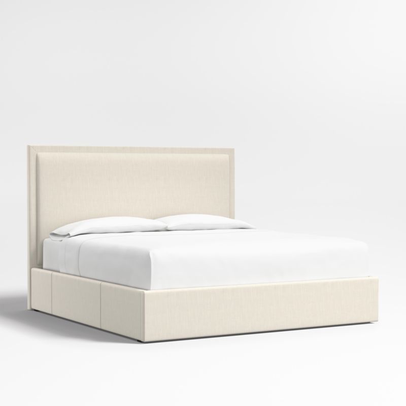 Meraux 56" Ivory Upholstered King Headboard with Storage Bed Base - image 0 of 5