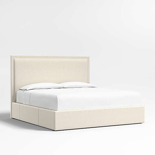 Meraux 56" Ivory Upholstered King Headboard with Storage Bed Base