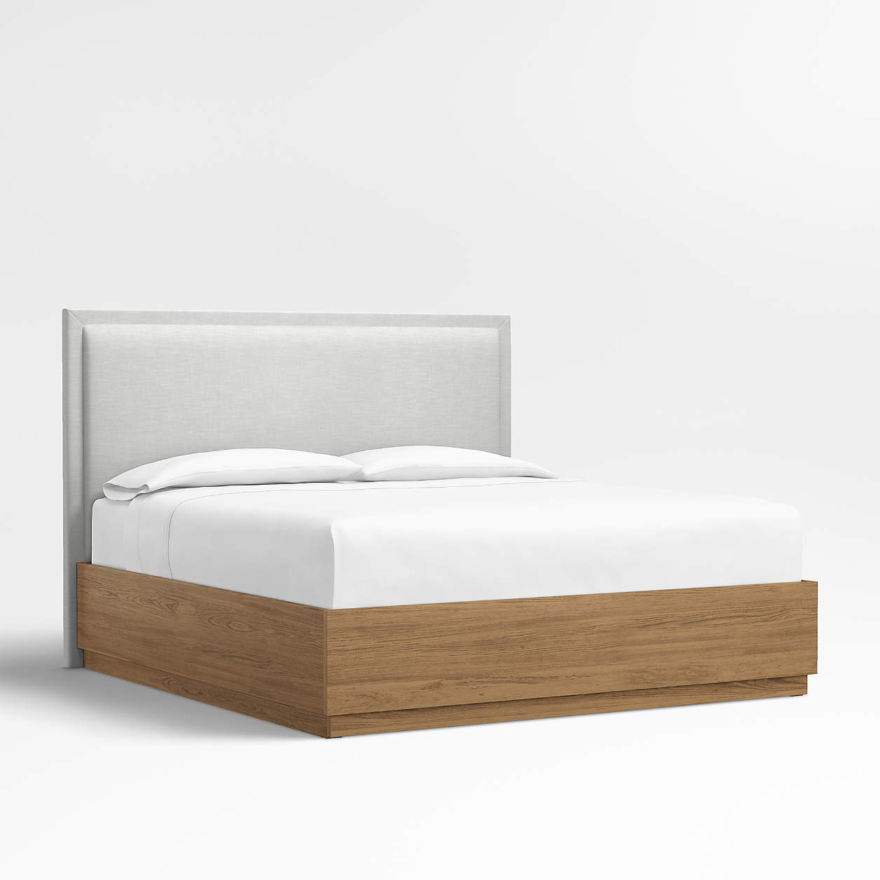 Meraux 56" Linen Oyster Grey Upholstered King Headboard with Batten