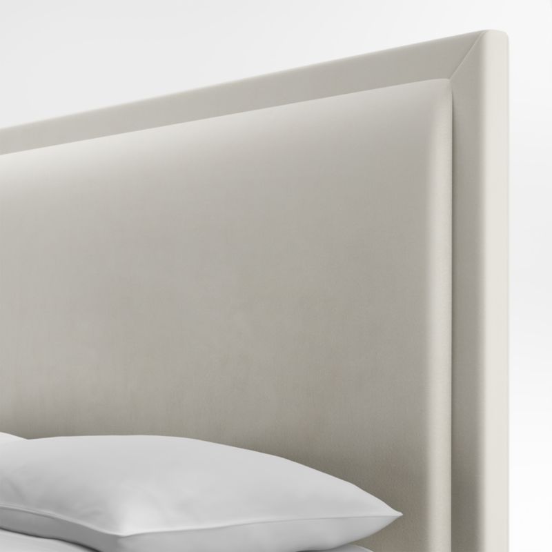 Meraux 56" Beige Upholstered Queen Headboard with Batten White Oak Storage Bed Base - image 5 of 7