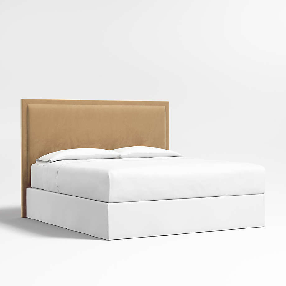 Meraux 56" Velvet Camel Brown Upholstered King Headboard Crate & Barrel
