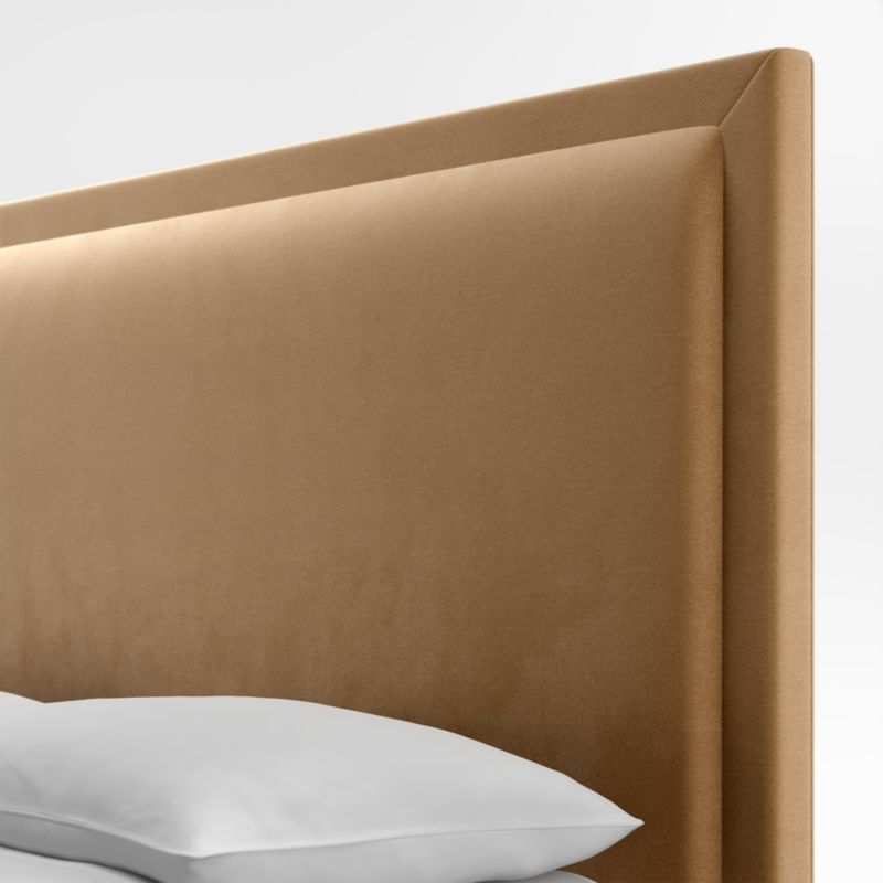 Meraux 56" Camel Brown Upholstered King Headboard with Batten White Oak Storage Bed Base - image 4 of 7