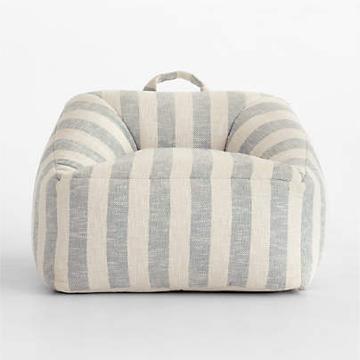 Charlie Mist Blue Striped Organic Cotton Kids Lounge Chair