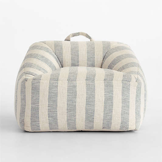 Charlie Mist Blue Striped Organic Cotton Kids Lounge Chair