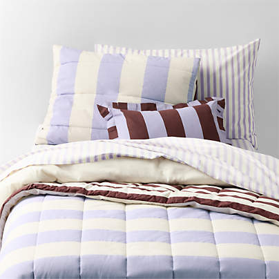 Match Point Lavender Stripe Reversible Organic Cotton Kids Quilt by Venus Williams