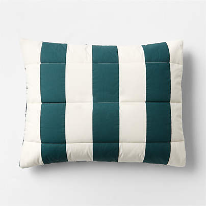 Match Point Deep Jade Stripe Reversible Organic Cotton Kids Pillow Sham by Venus Williams