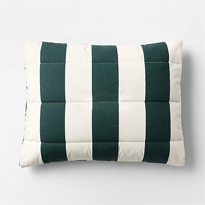 Match Point Deep Jade Stripe Reversible Organic Cotton Kids Pillow Sham by Venus Williams