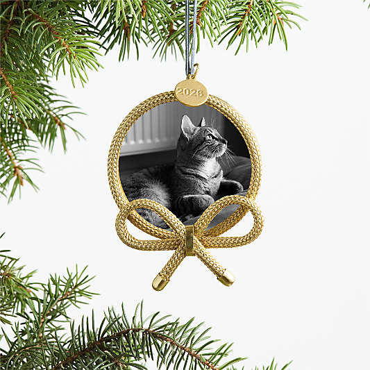 Brass Metal Bow 2026 Frame Christmas Tree Ornament