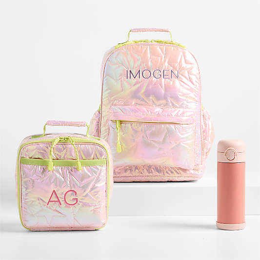 Metallic Pink Star Kids Backpack Bundle