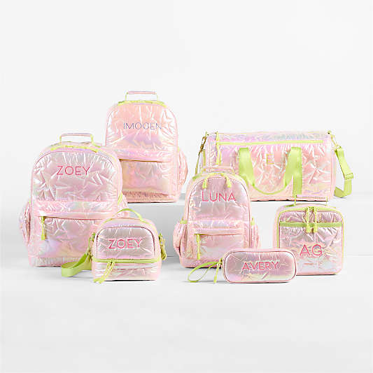 Pink Metallic Star Medium Kids Backpack with Side Pockets