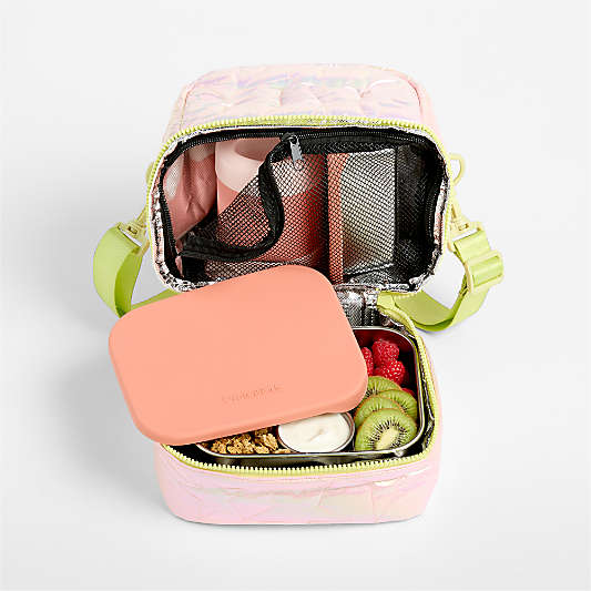 Pink Metallic Star Dual Compartment Soft Insulated Kids Lunch Box