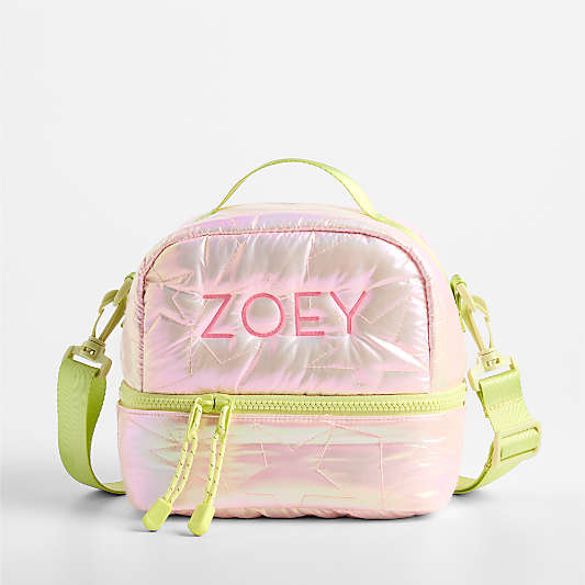 Pink Metallic Star Dual Compartment Soft Insulated Kids Lunch Box