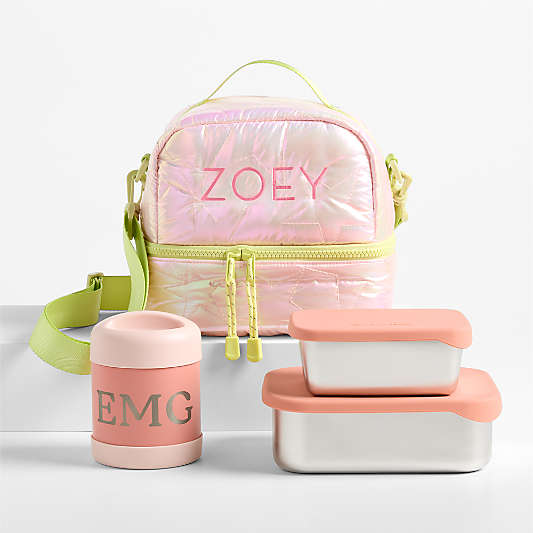Pink Metallic Star Kids Lunch Box Bundle