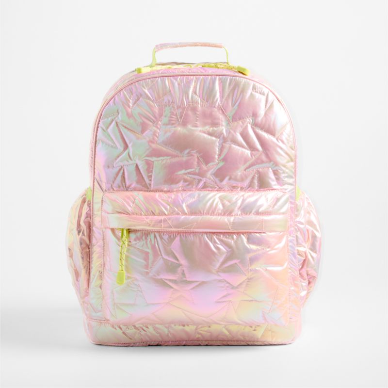 Pink Metallic Star Large Kids Backpack with Side Pockets - image 2 of 10
