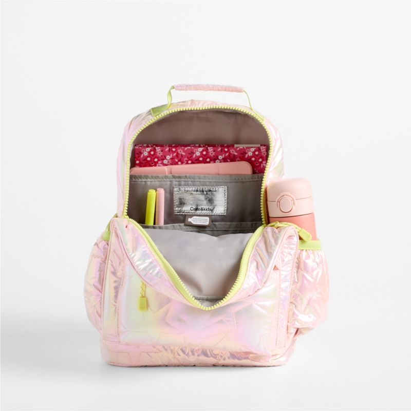 Pink Metallic Star Medium Kids Backpack with Side Pockets - image 7 of 10